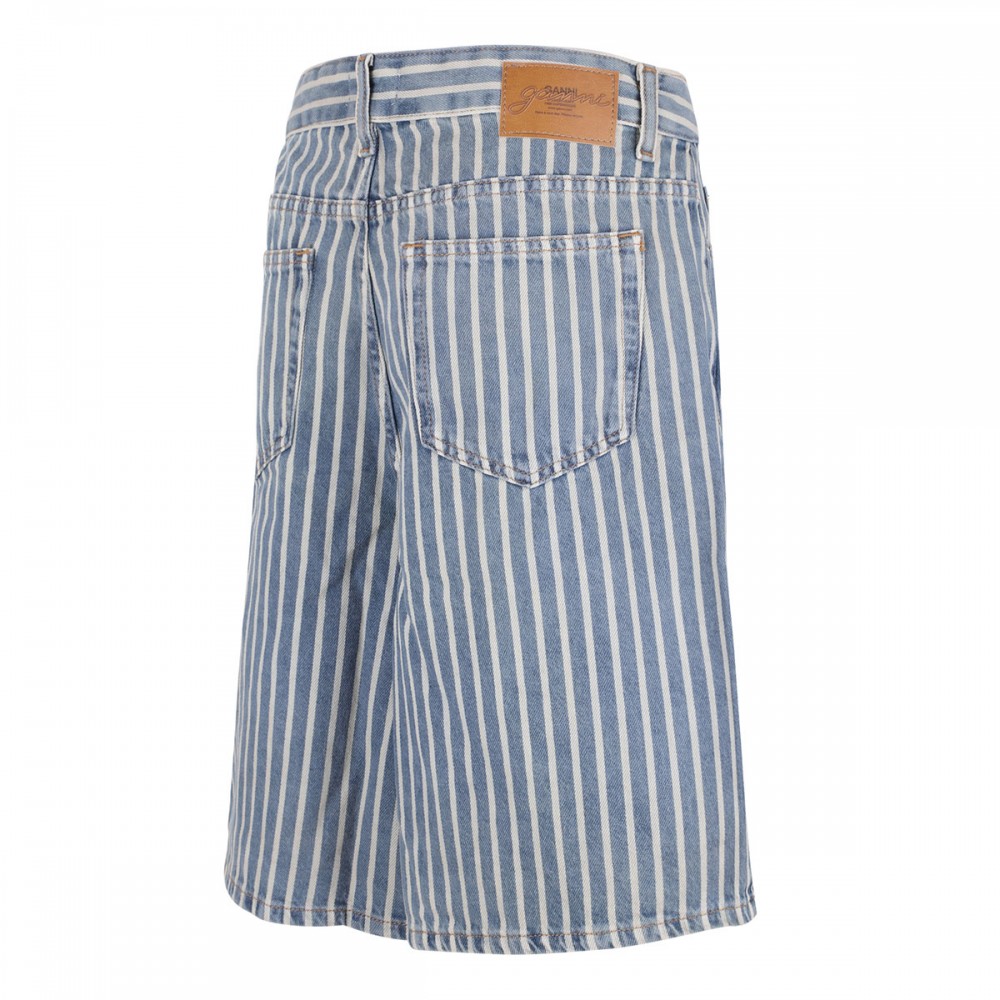 Striped denim shorts