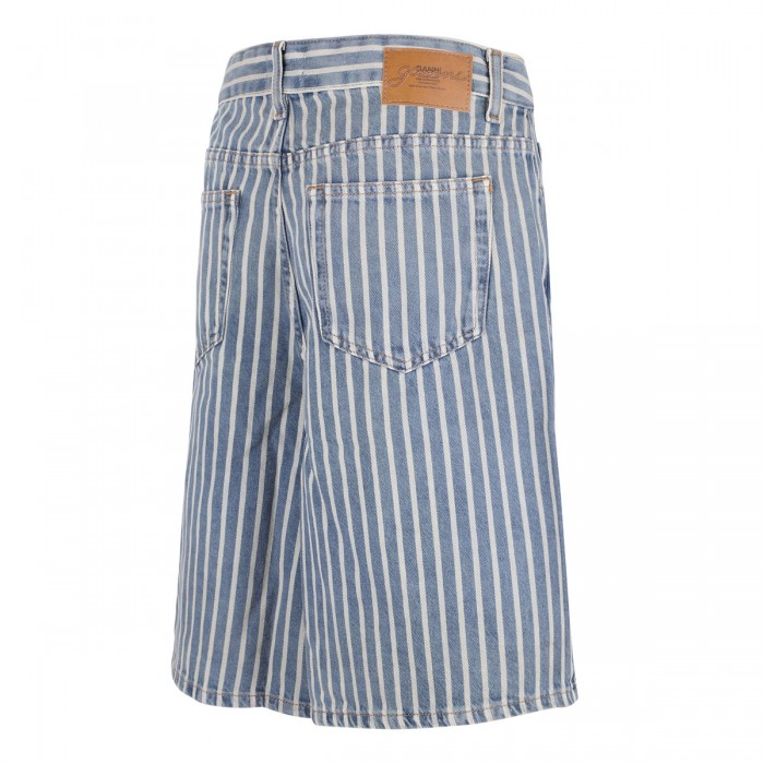 Striped denim shorts