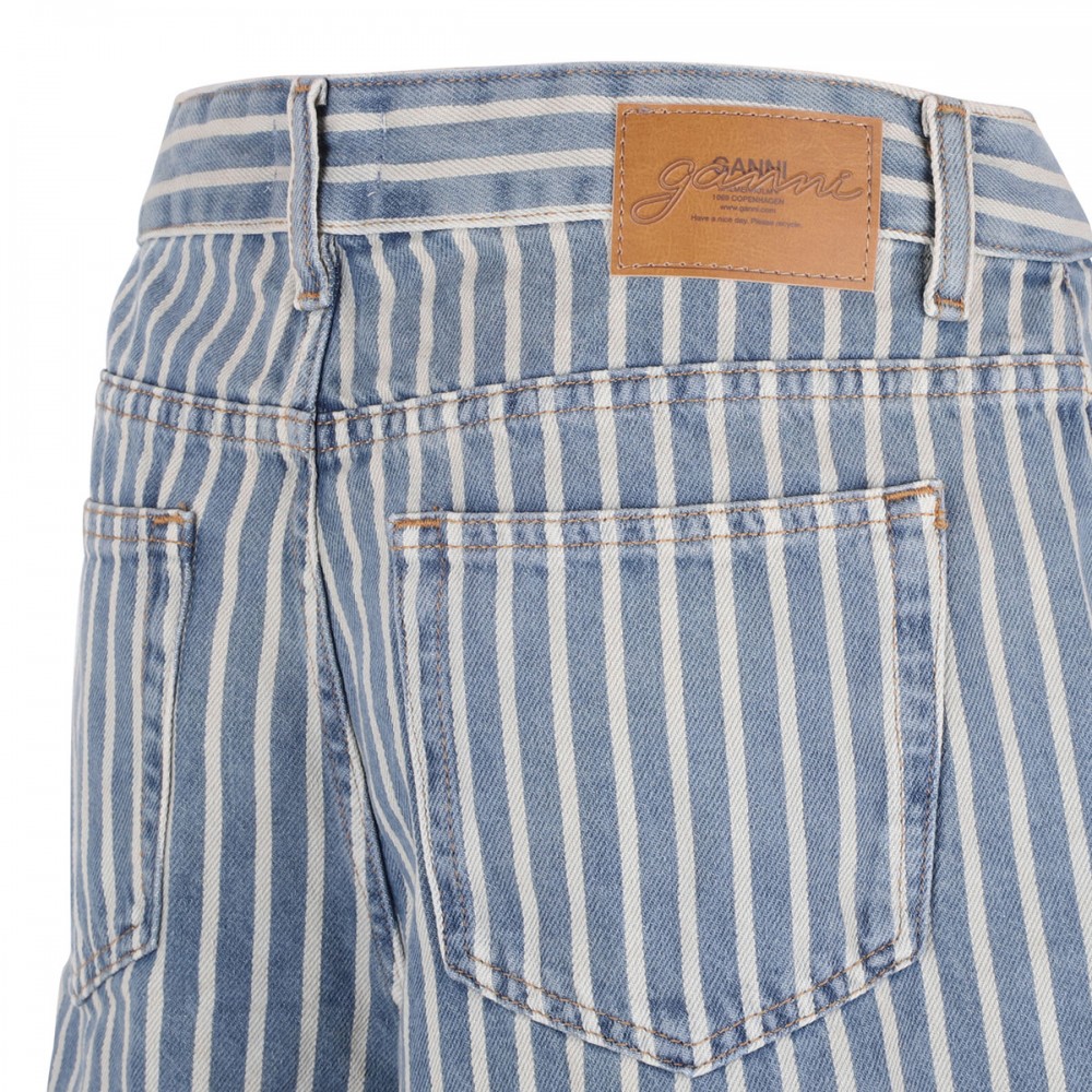 Striped denim shorts