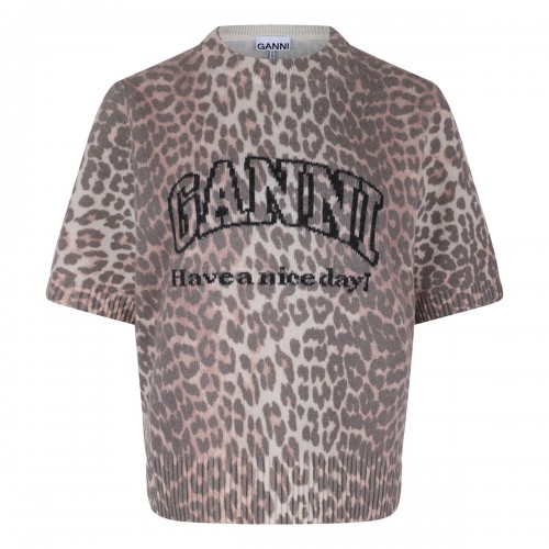 Leopard wool mix T-shirt