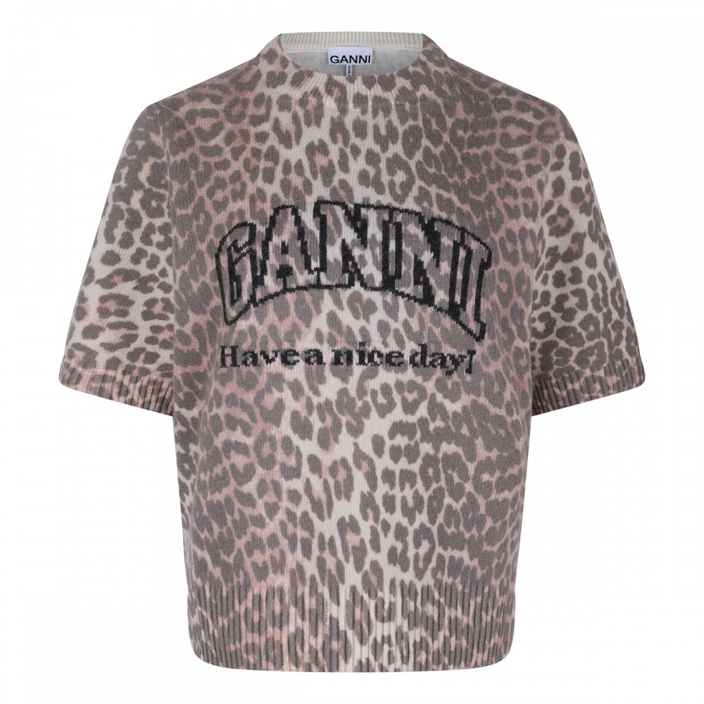 Leopard wool mix T-shirt