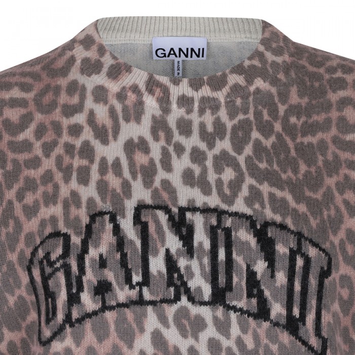Leopard wool mix T-shirt