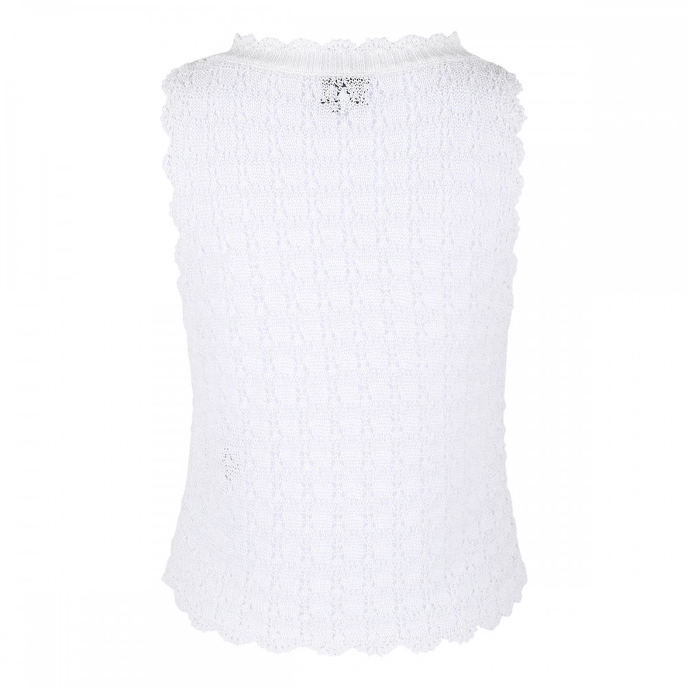 Shiny pointelle knit vest