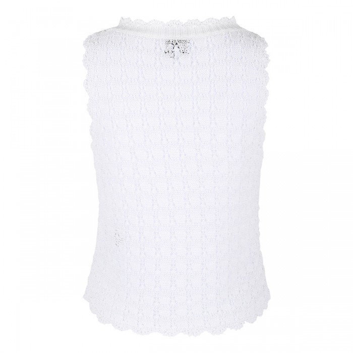 Shiny pointelle knit vest