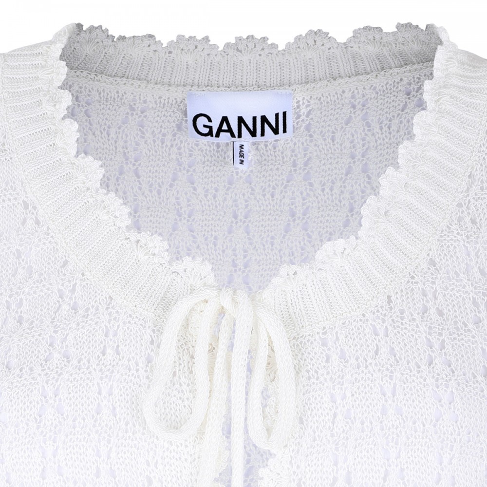 Shiny pointelle knit vest