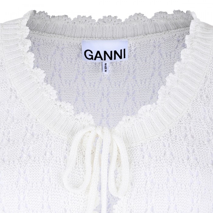 Shiny pointelle knit vest