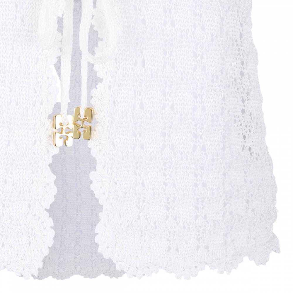 Shiny pointelle knit vest