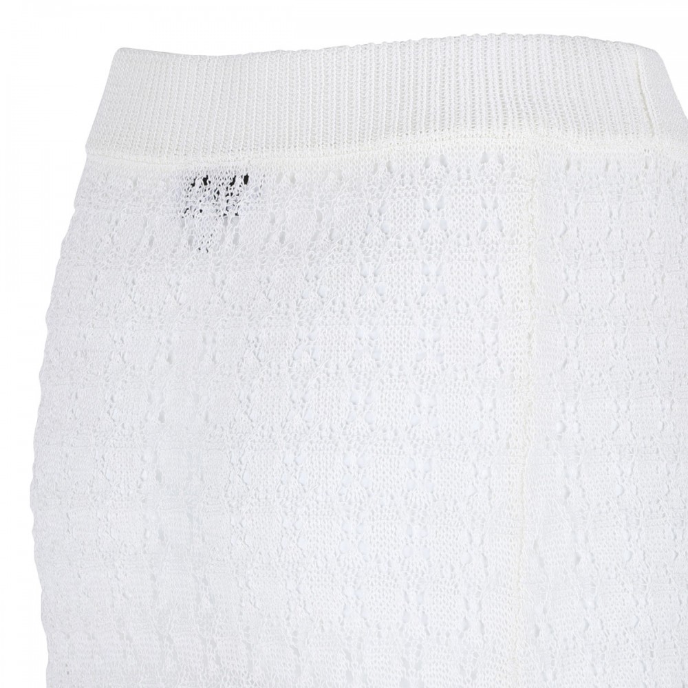 Shiny pointelle knit long skirt