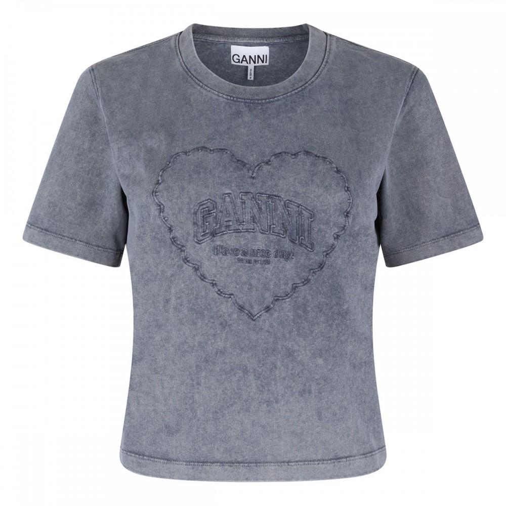 Gray washed heart T-shirt