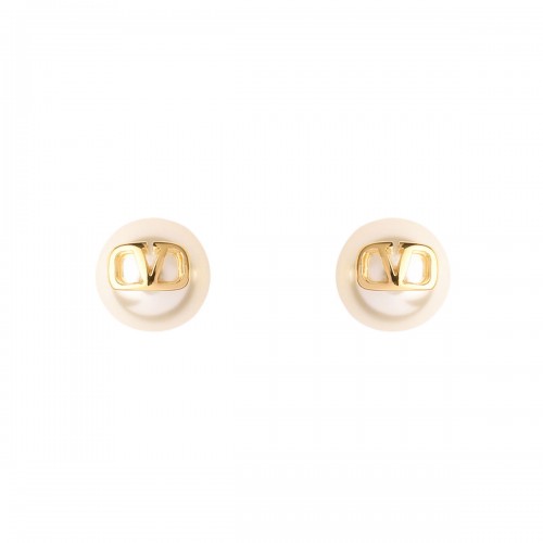 VLogo earrings with pearls