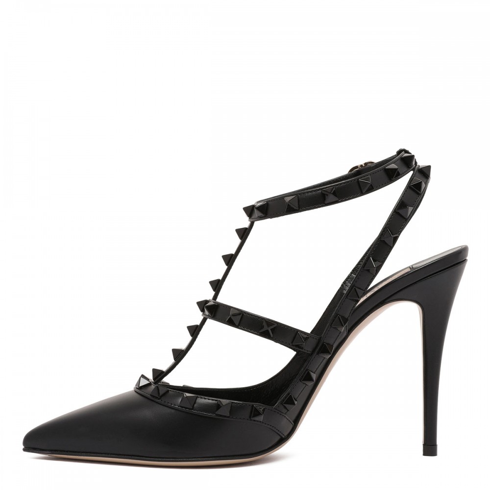 Rockstud ankle strap pumps