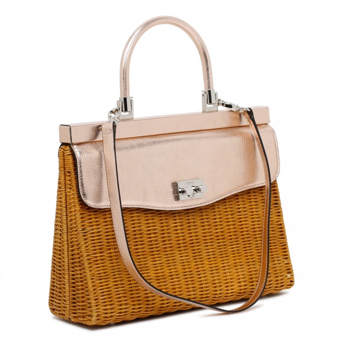 Paris Willow wicker and copper leather bag