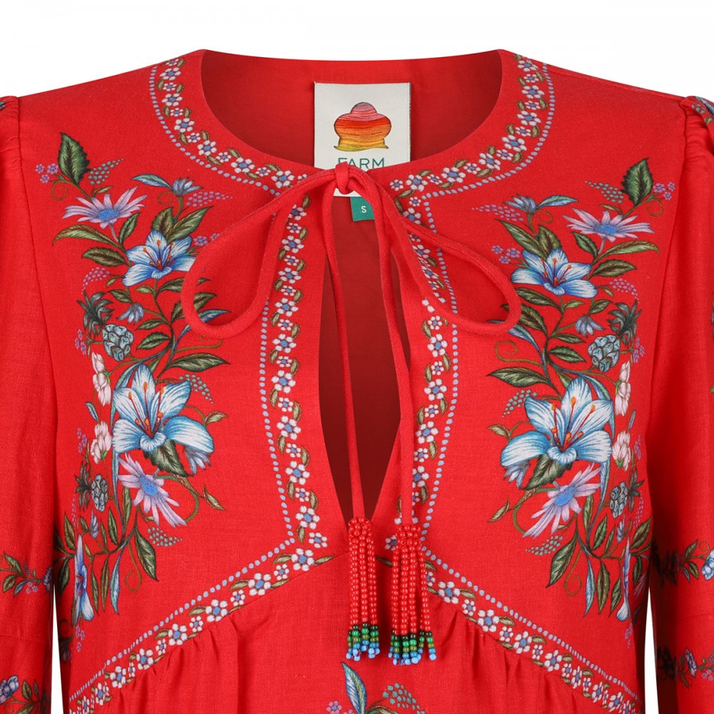 Red printed midi dress