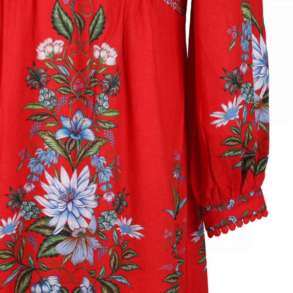 Red printed midi dress