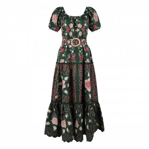 Green printed maxi dress