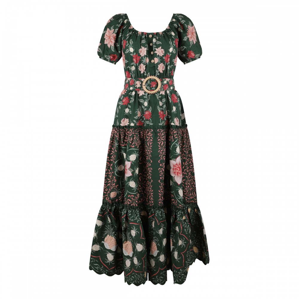 Green printed maxi dress