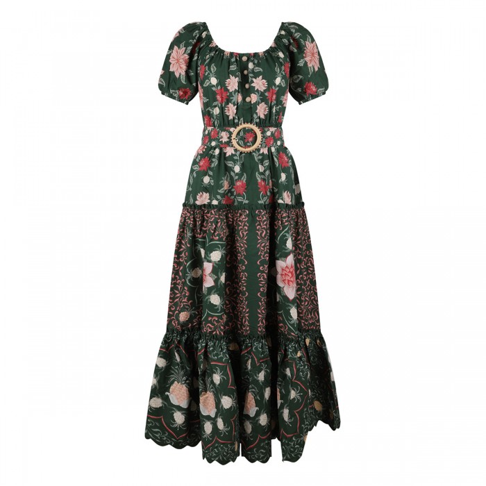 Green printed maxi dress