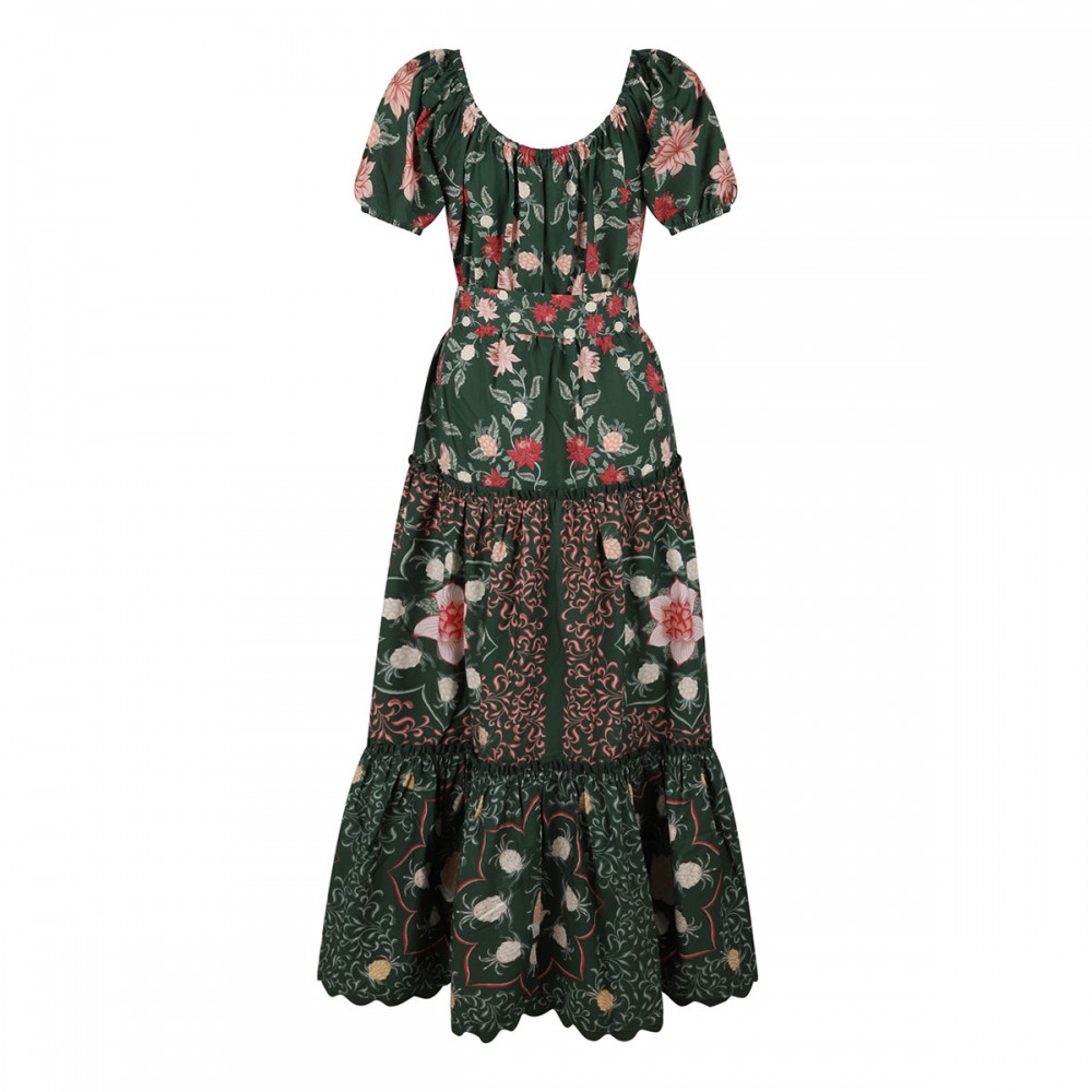 Green printed maxi dress