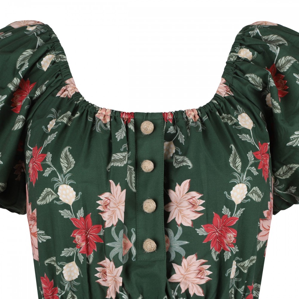 Green printed maxi dress