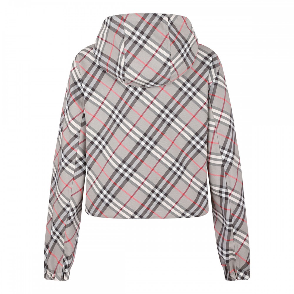 Cropped reversible check jacket