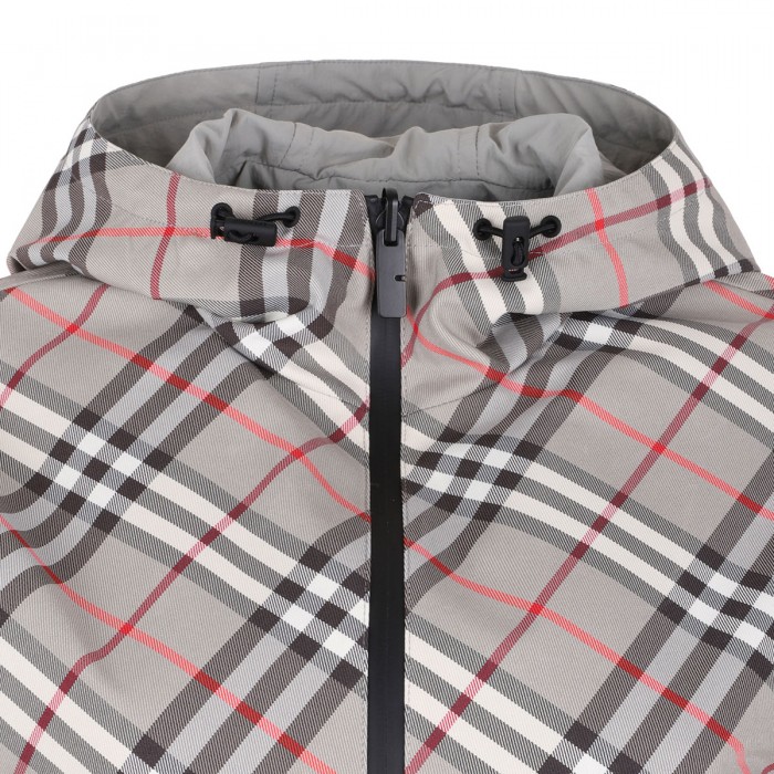 Cropped reversible check jacket