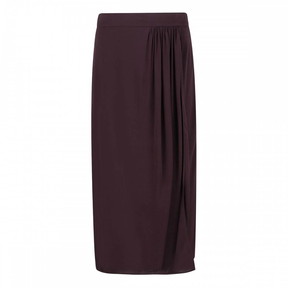 Plum-hue viscose skirt