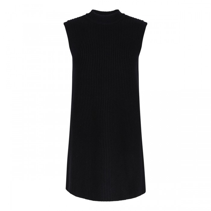 Black sleeveless knitted vest