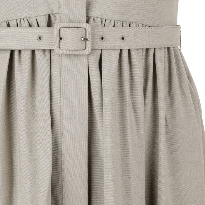 Beige sleeveless twill maxi dress