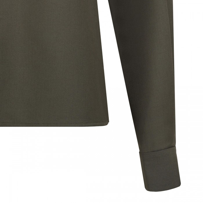 Khaki twill pussy bow blouse