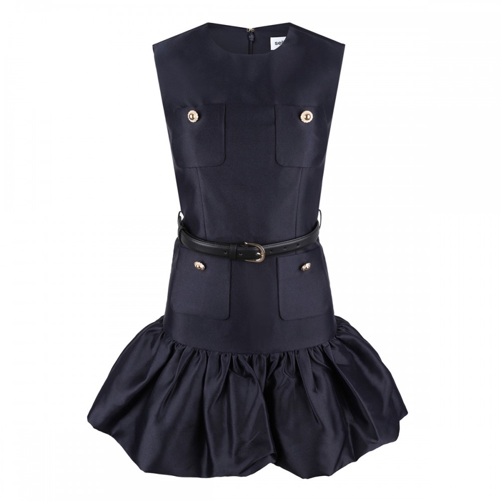 Navy taffeta mini dress