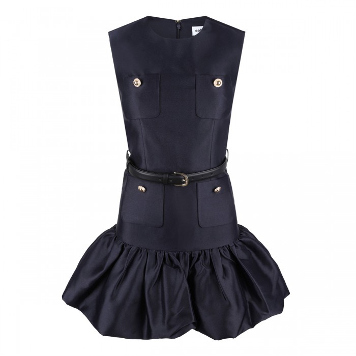 Navy taffeta mini dress