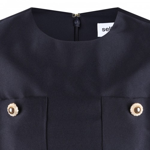 Navy taffeta mini dress 2