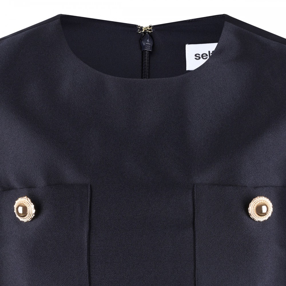 Navy taffeta mini dress