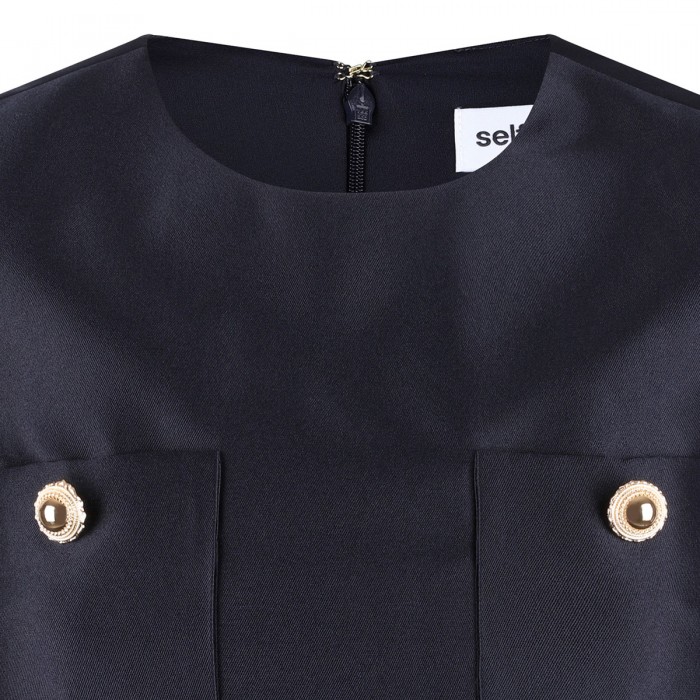 Navy taffeta mini dress