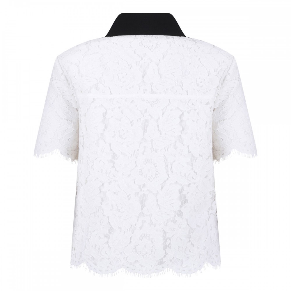 White lace contrast collar top