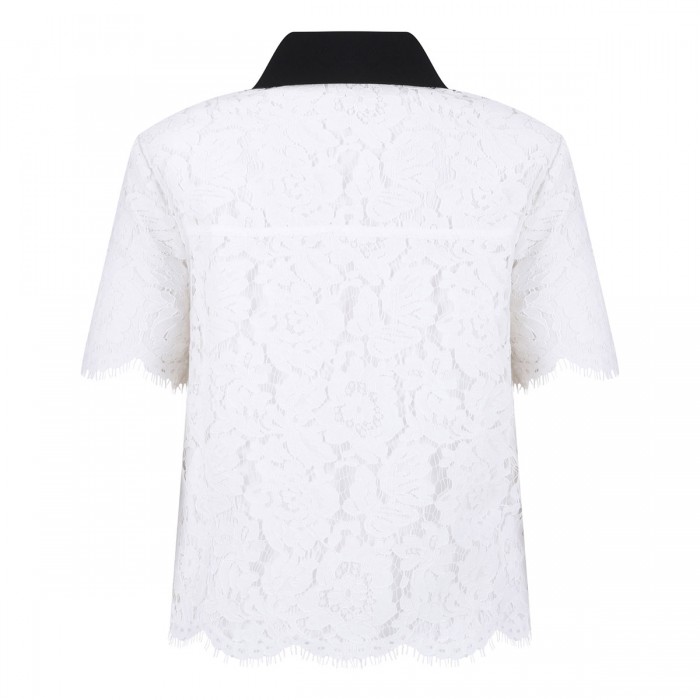 White lace contrast collar top