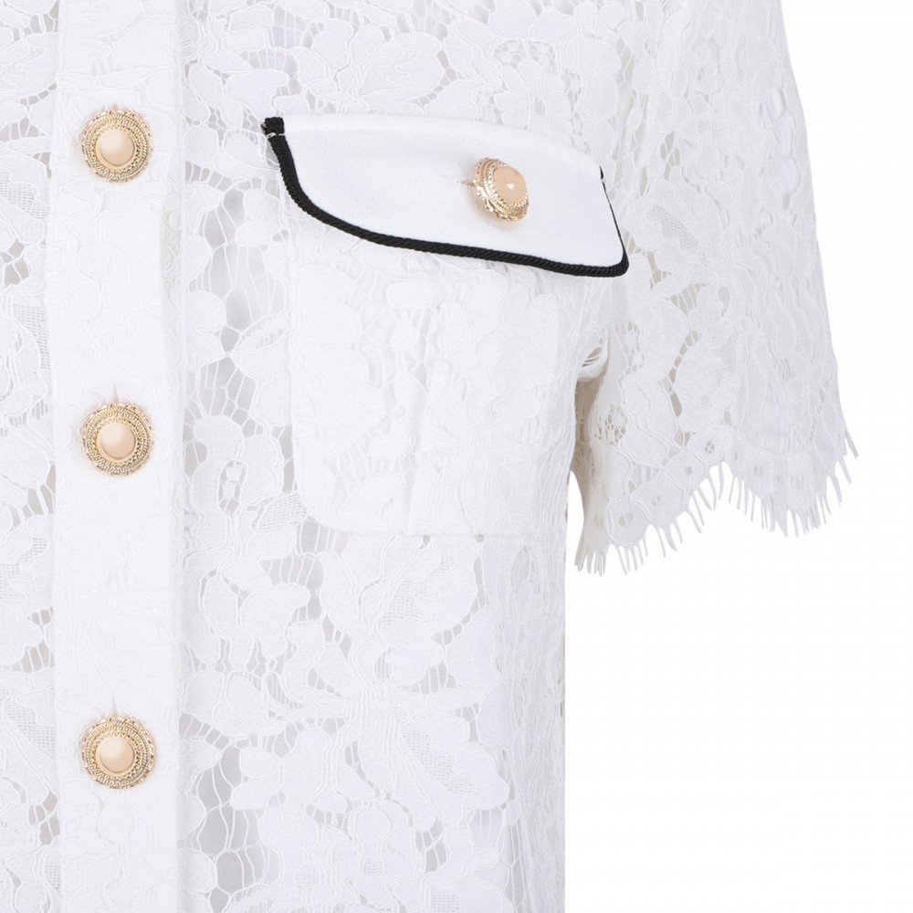 White lace contrast collar top