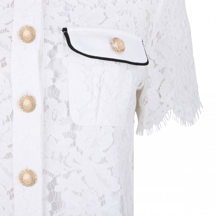 White lace contrast collar top