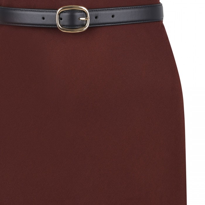 Brown lace insert midi dress