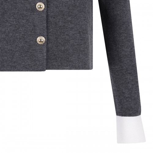 Gray contrast collar cardigan 2
