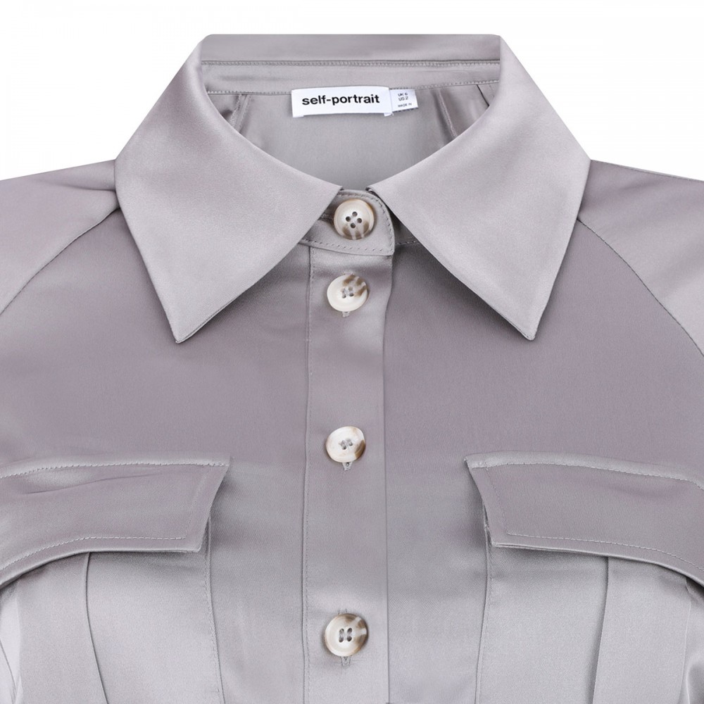 Gray satin pleated maxi dress