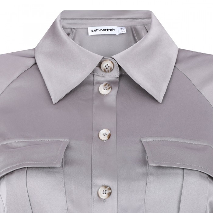 Gray satin pleated maxi dress