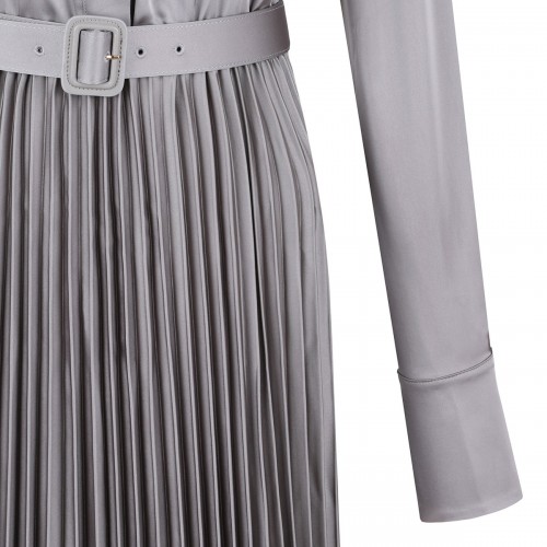 Gray satin pleated maxi dress 2