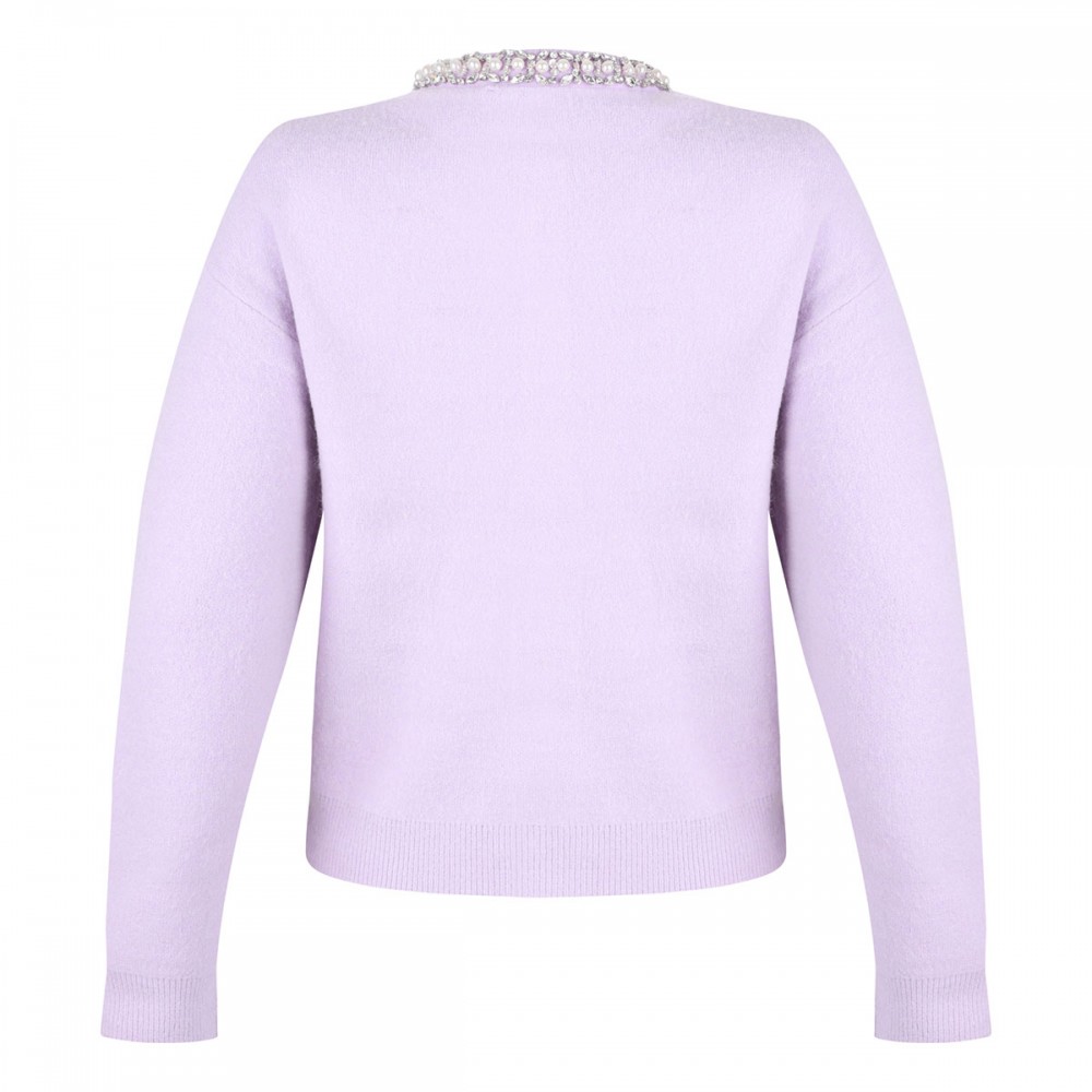 Lilac crystal trim cardigan