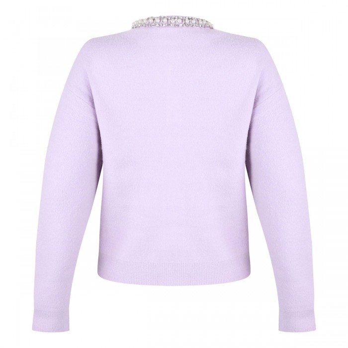 Lilac crystal trim cardigan