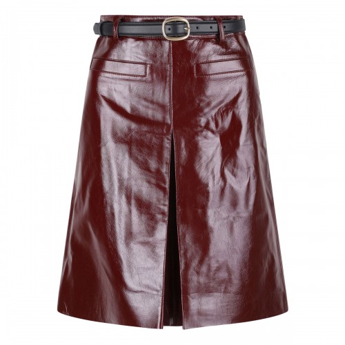 Burgundy leather skirt
