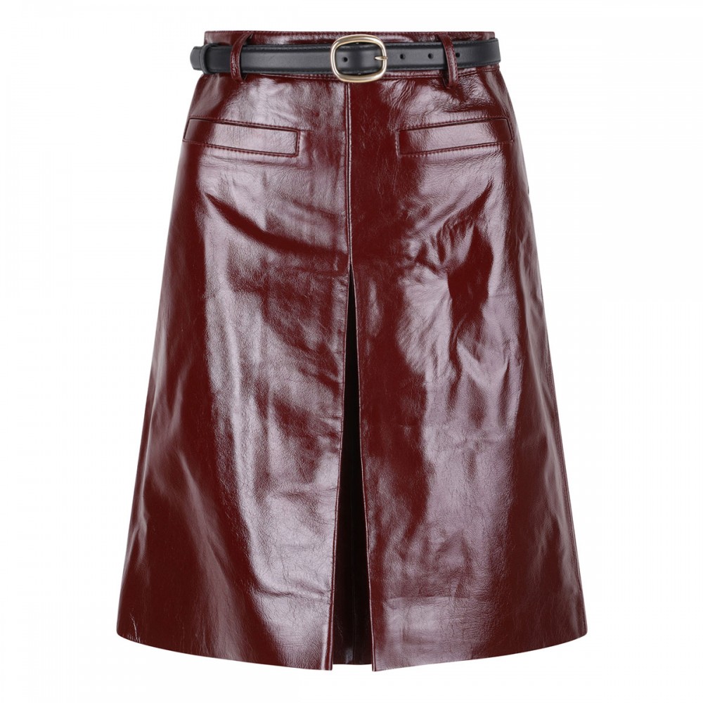 Burgundy leather skirt