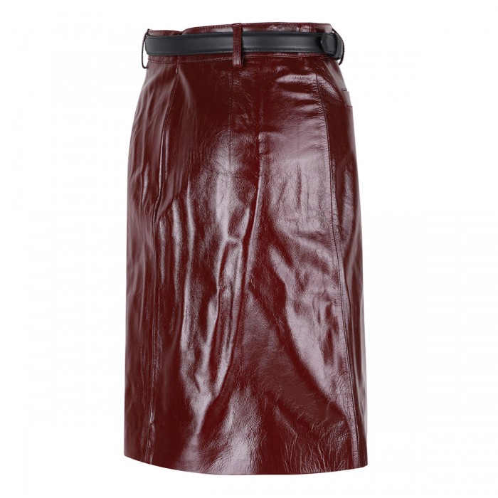 Burgundy leather skirt