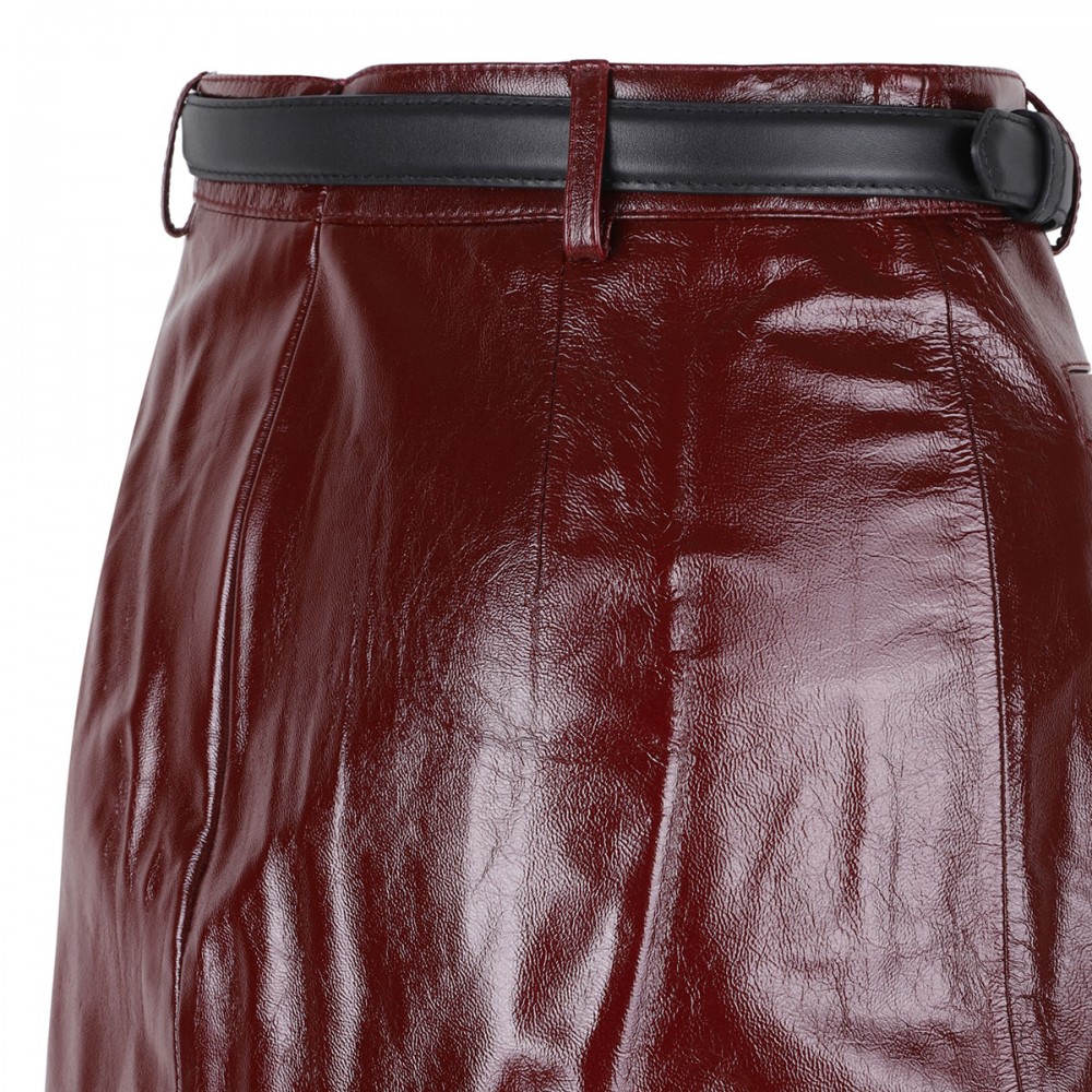 Burgundy leather skirt