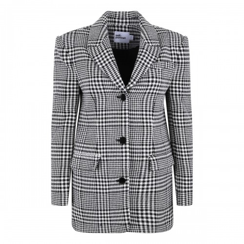 Houndstooth wool blend blazer
